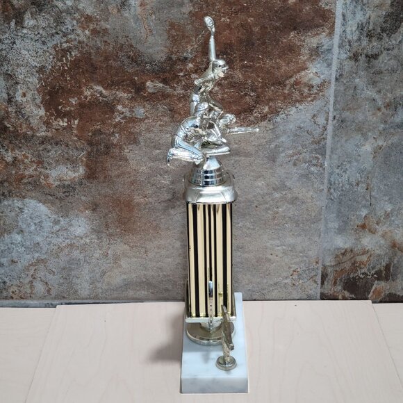 Vintage Mega Baseball Action Play Trophy 1998 Sports Award Marble Base - Picture 5 of 10